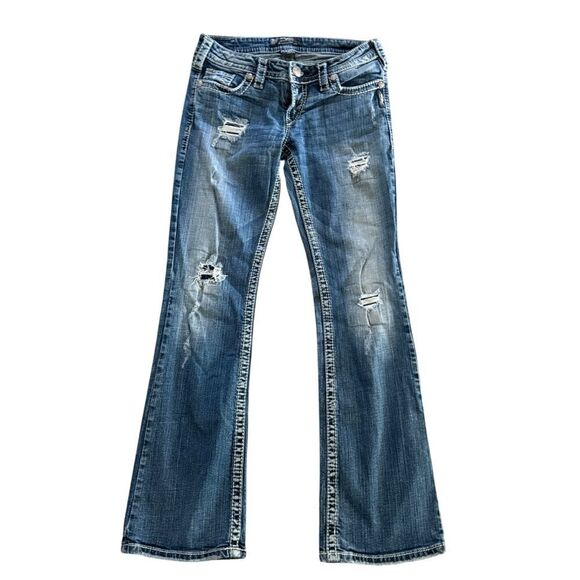 Silver Pioneer Women’s Bootcut Destroyed Comfort Stretch Jeans 28 x 31 - Picture 1 of 15